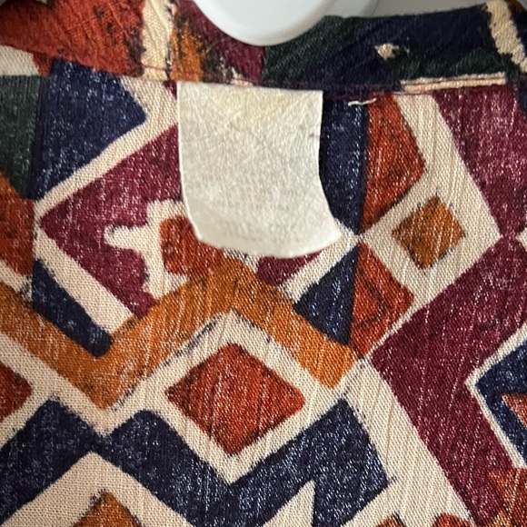 Vintage Geometric Button Up Collared Blouse Top Shirt k - Picture 5 of 10